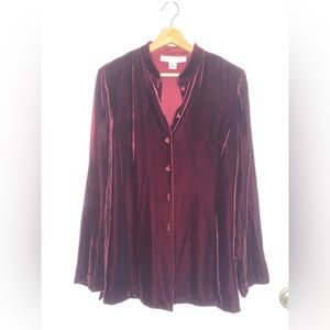 Brooke Jones Velvet Button-Up Shirt, Size L